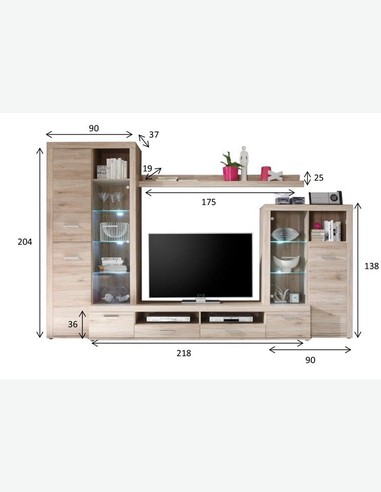 Festivo - Tolle Anbauwand - zeitloses Design - warmes Raumklima - LED Beleuchtung inklusive - Maße