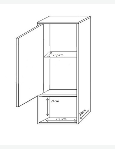 Julian - Wandschrank aus Pinie hell/weiß glanz Dekor - Maße